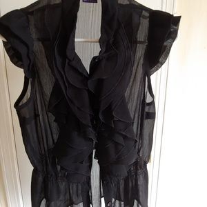 Sheer Black ruffled Miley Cyrus top